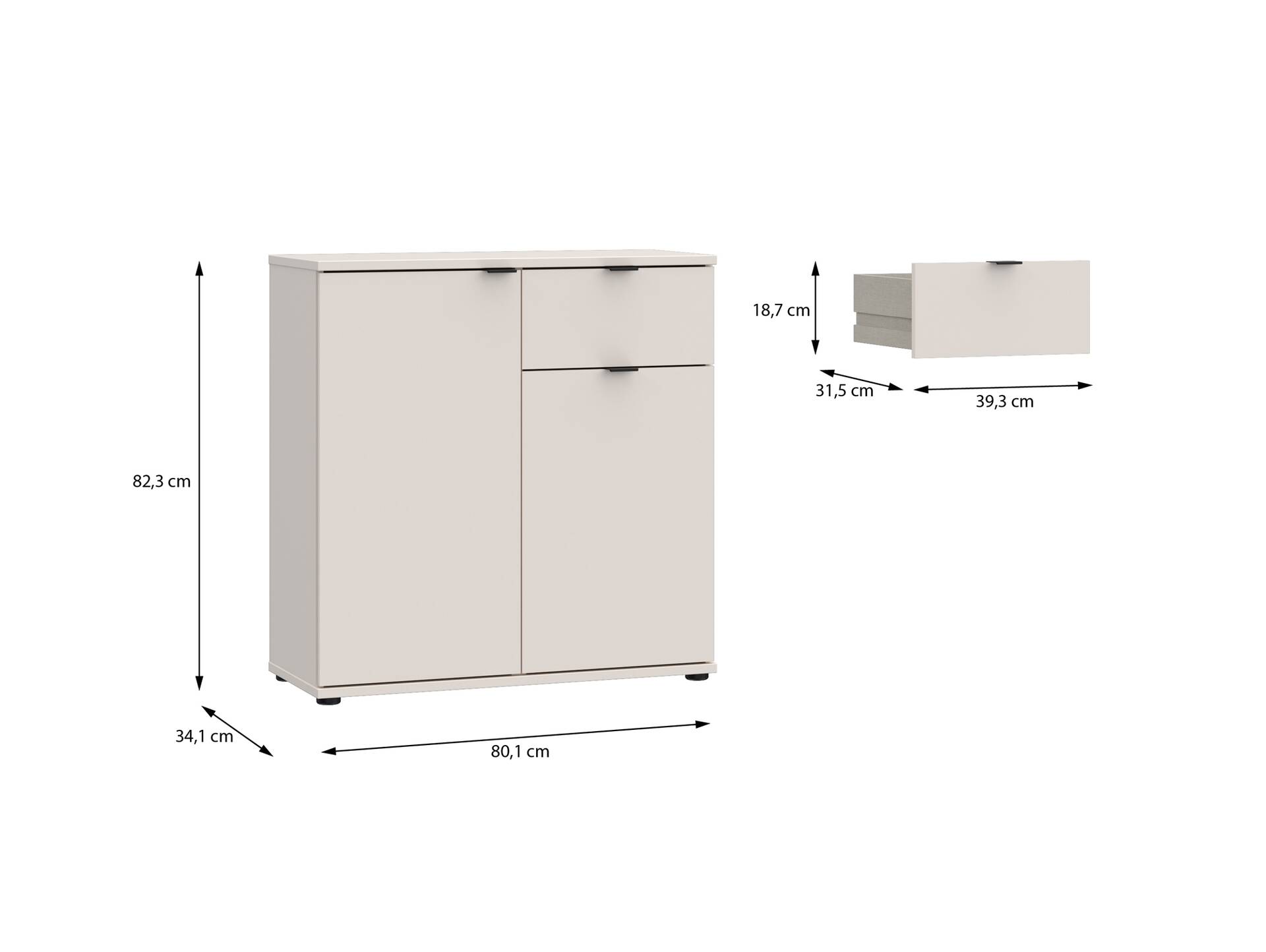 GINNY Kommode II, Material Spanplatte Sand