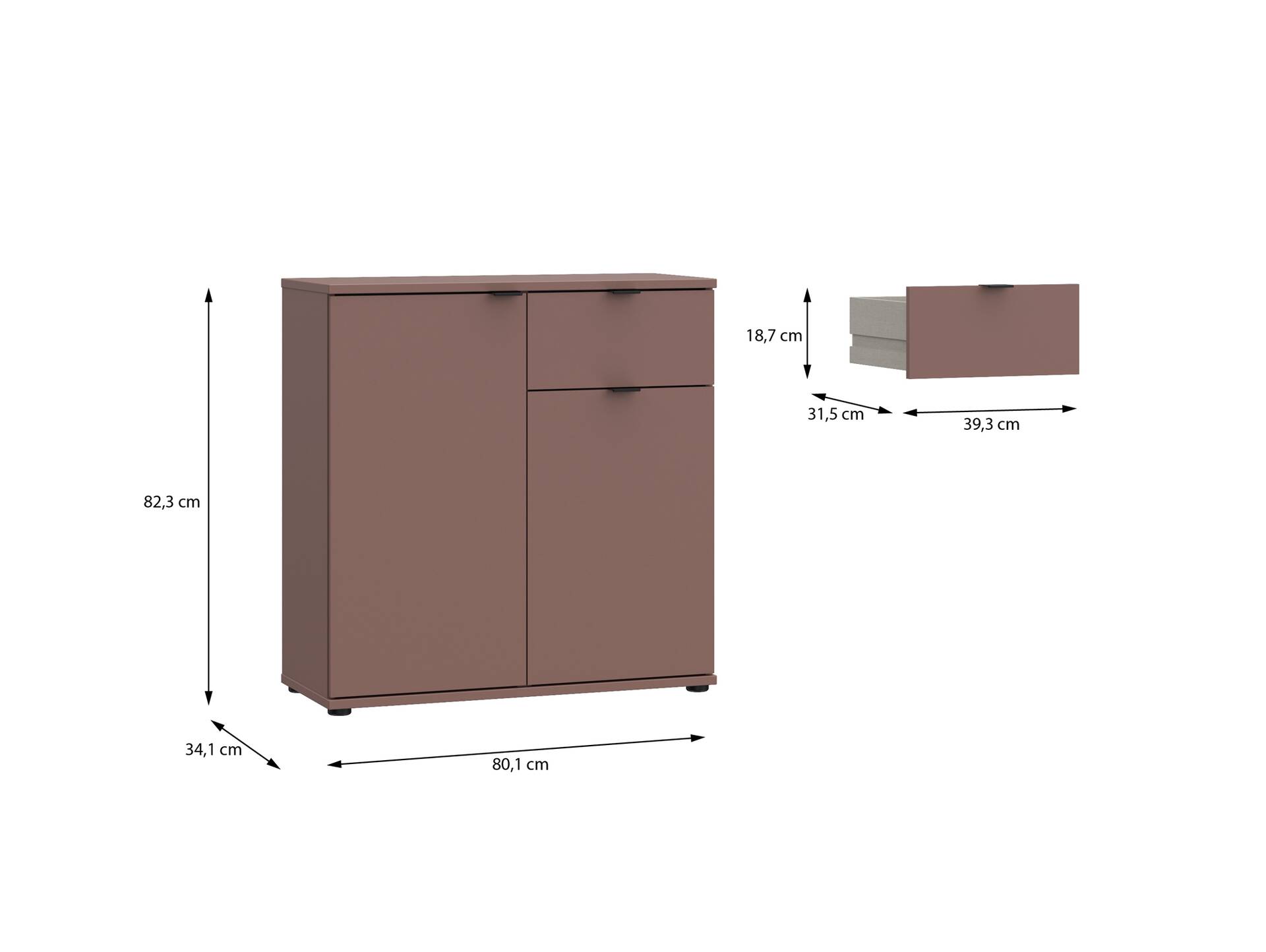 GINNY Kommode II, Material Spanplatte Terracotta