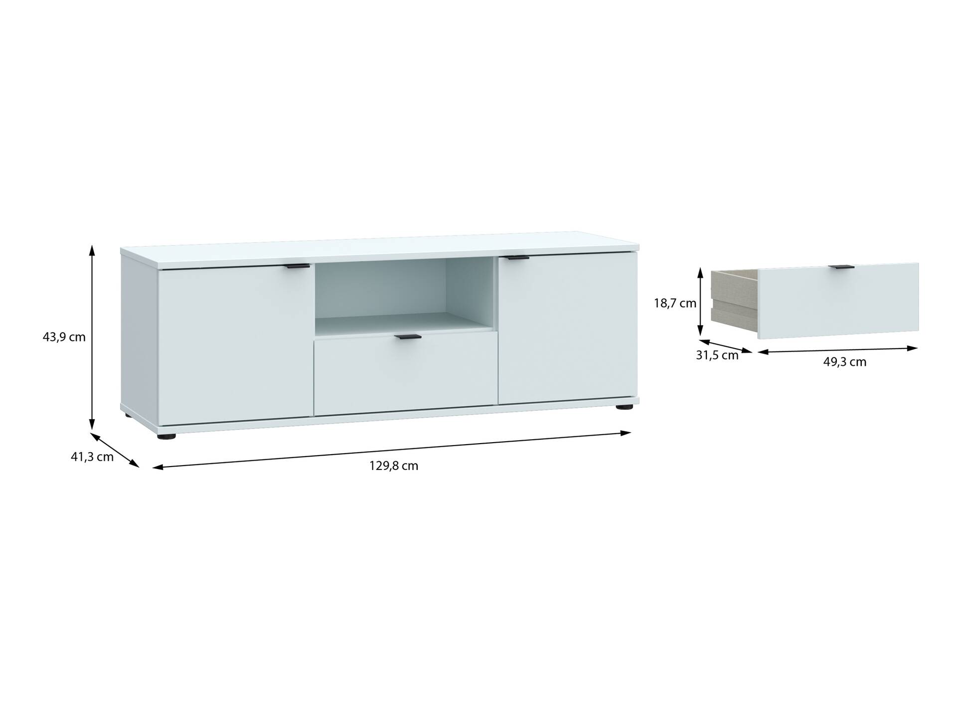 GINNY TV-Board, Material Spanplatte Hellgrau