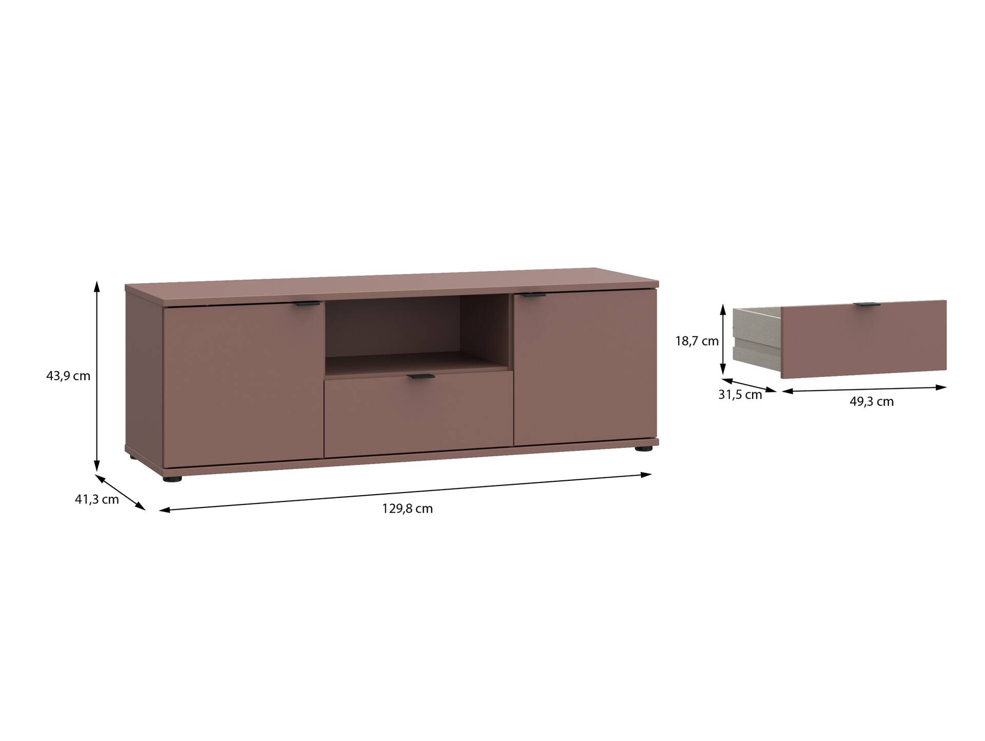 GINNY TV-Board, Material Spanplatte Terracotta