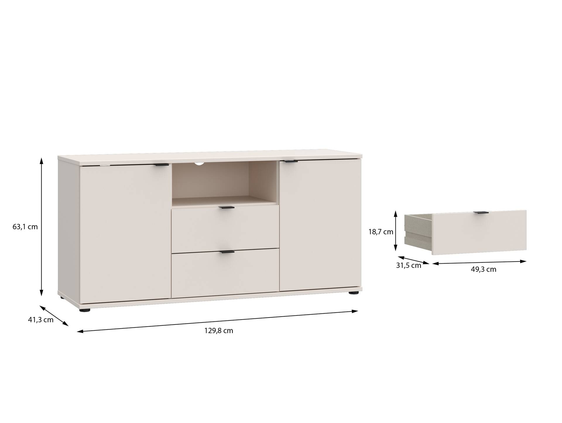 GINNY TV-Unterschrank, Material Spanplatte Sand