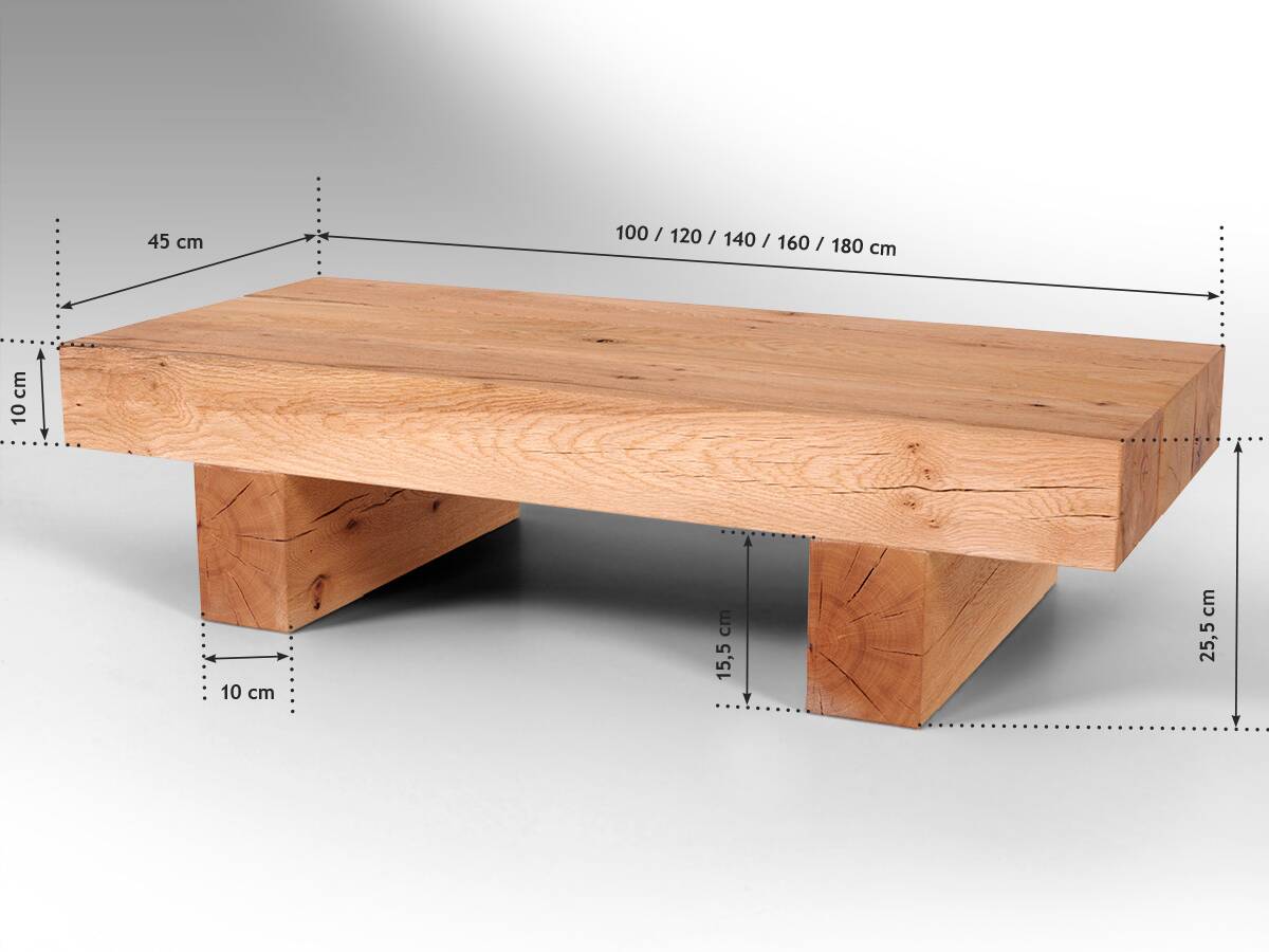 HERKULES Couchtisch, Material Massivholz, Sumpfeiche 