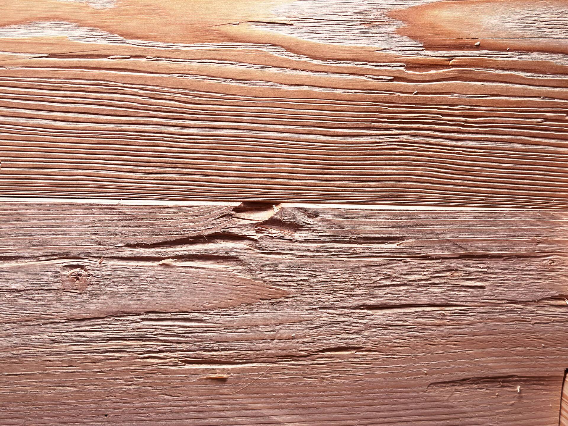 KLINGSCHROT Blockwandschalung/Nut- und Federbrett/Schalungsbrett, Material Massivholz, gehackt/gebürstet Lärche natur | 2 Meter