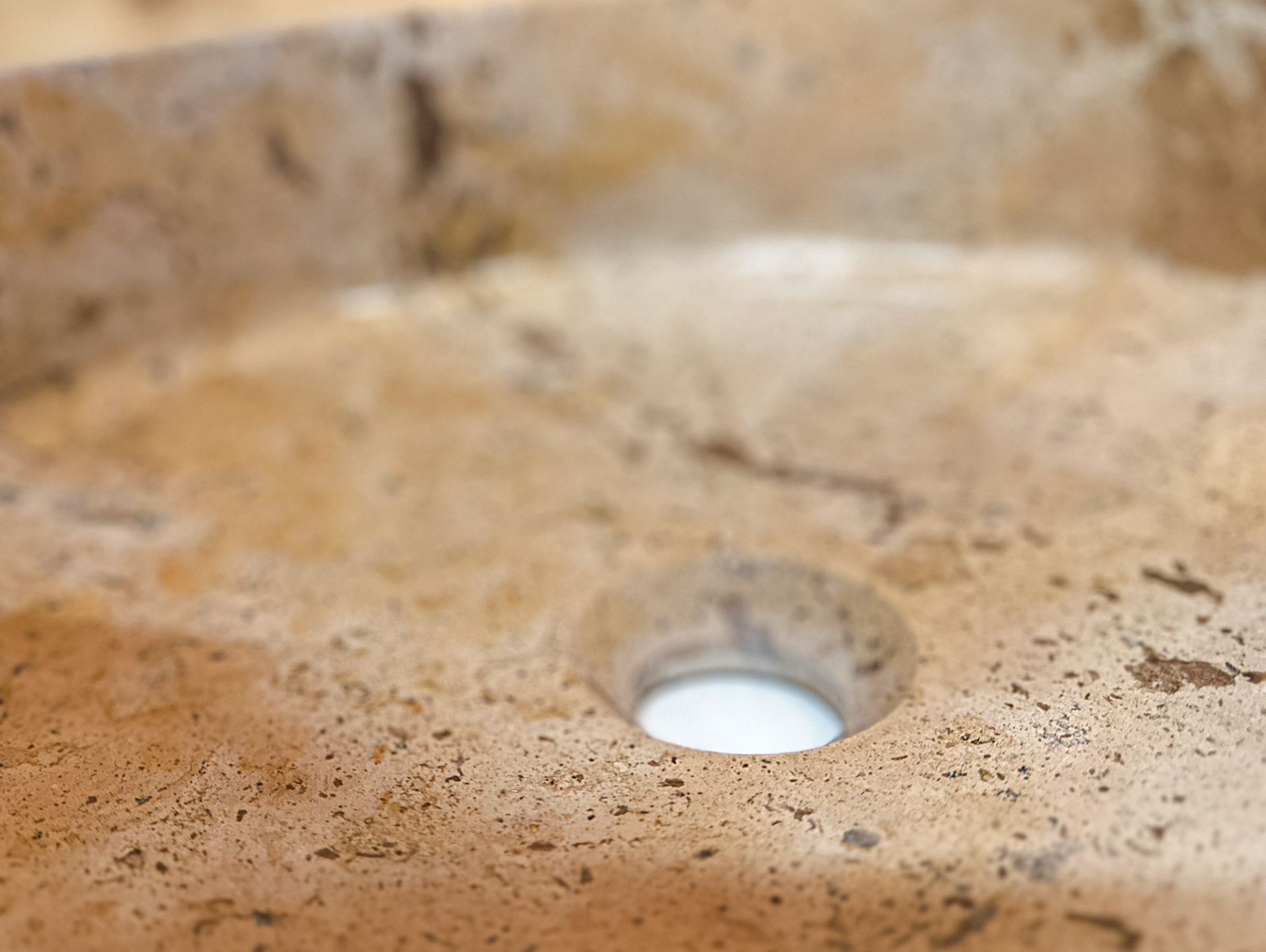 BORAS Aufsatzwaschbecken, Naturstein, rund, Marmor beige 