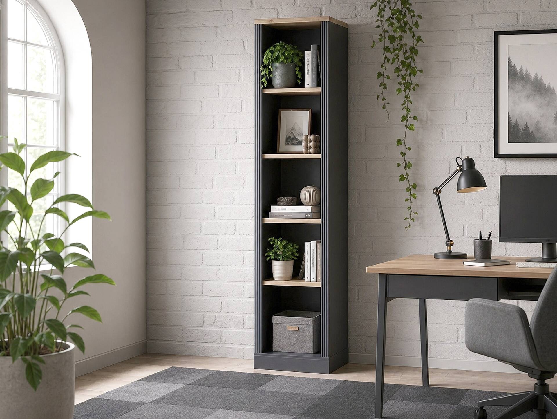 JADY Büroregal, Material Spanplatte graphitfarbig/eichefarbig