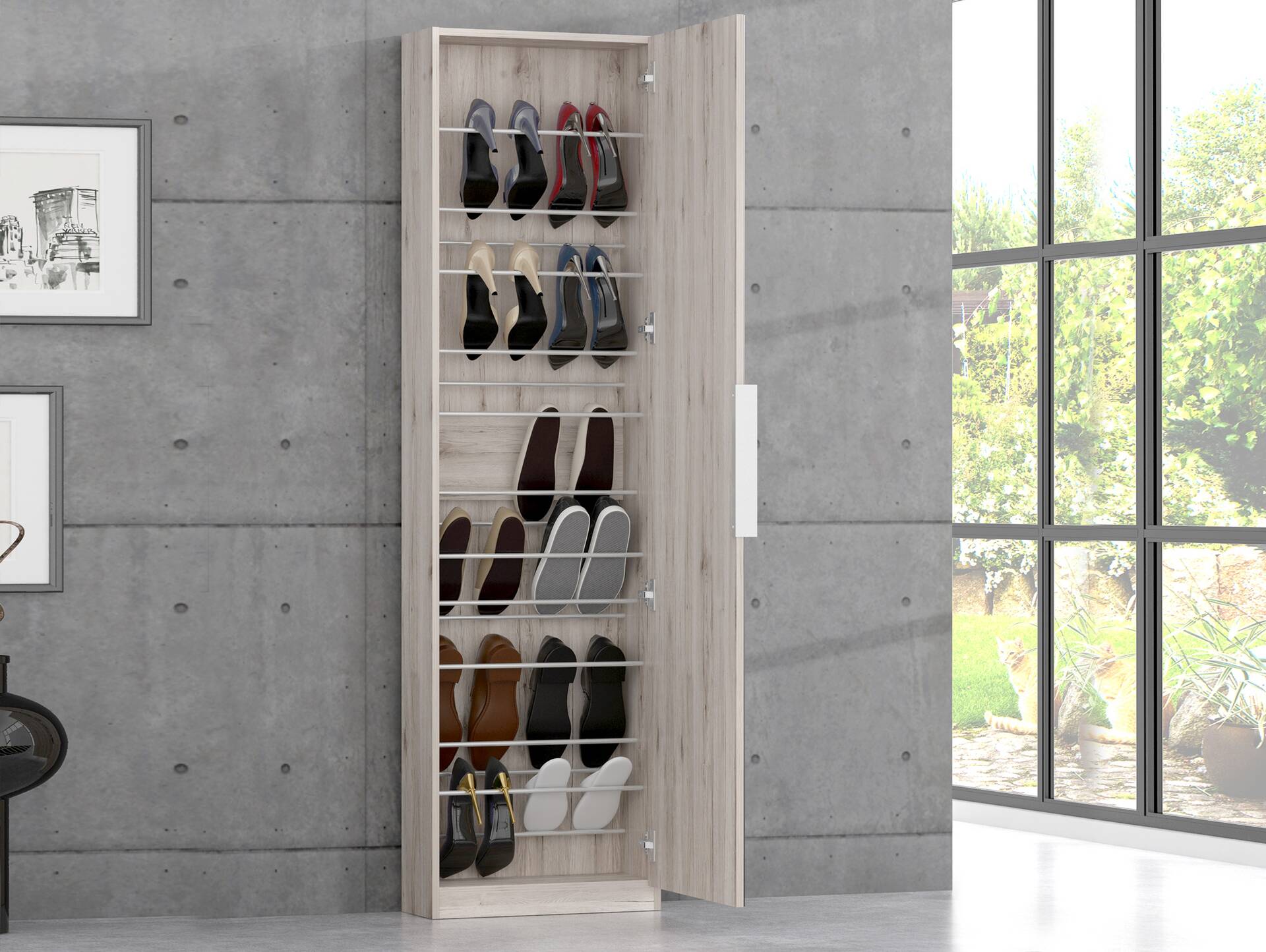 KAIRON Schuhschrank mit Spiegeltür, Material Dekorspanplatte 