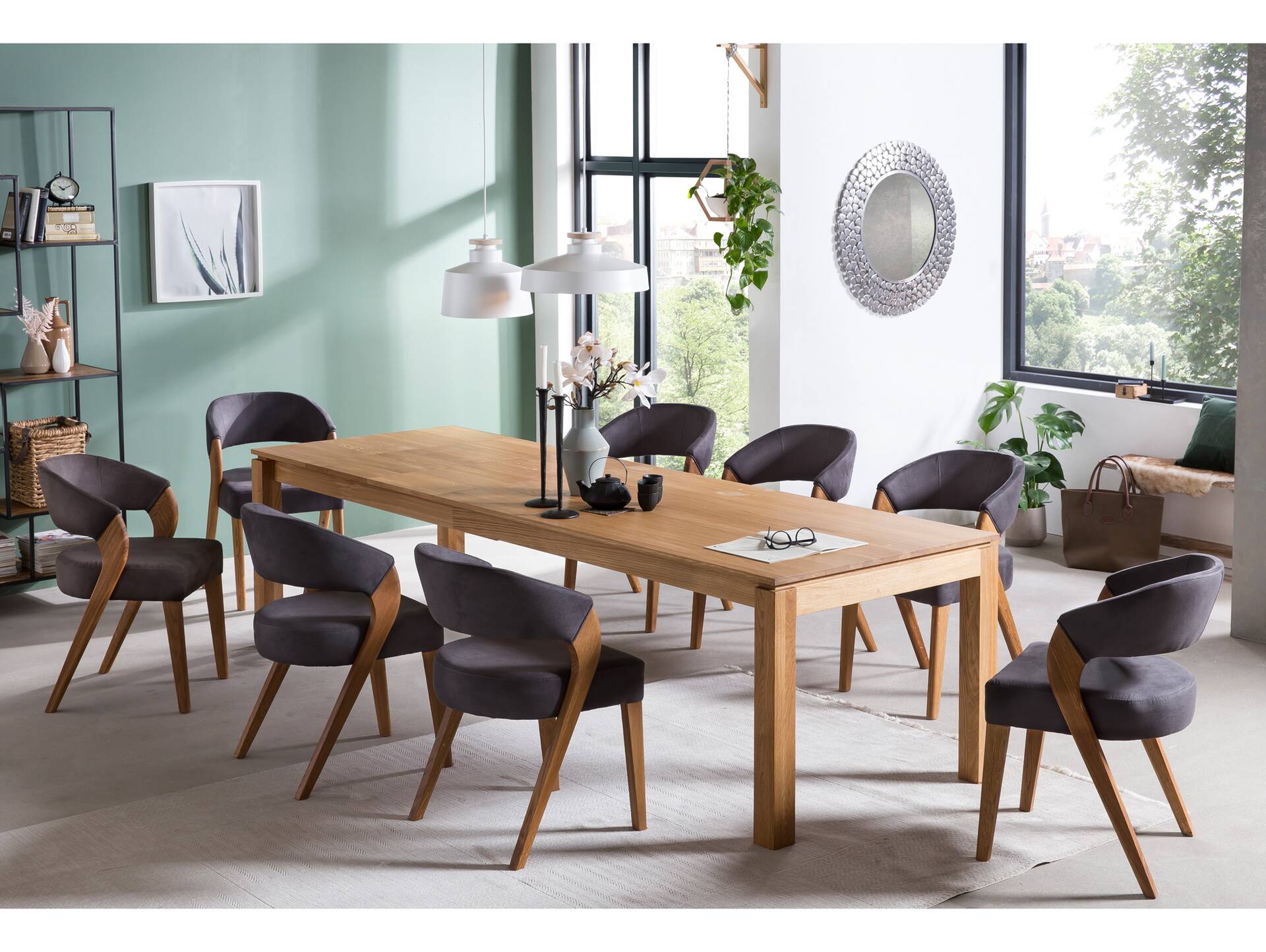 ALONA Polsterstuhl, Material Massivholz/Bezug Kunstleder Eiche | espresso