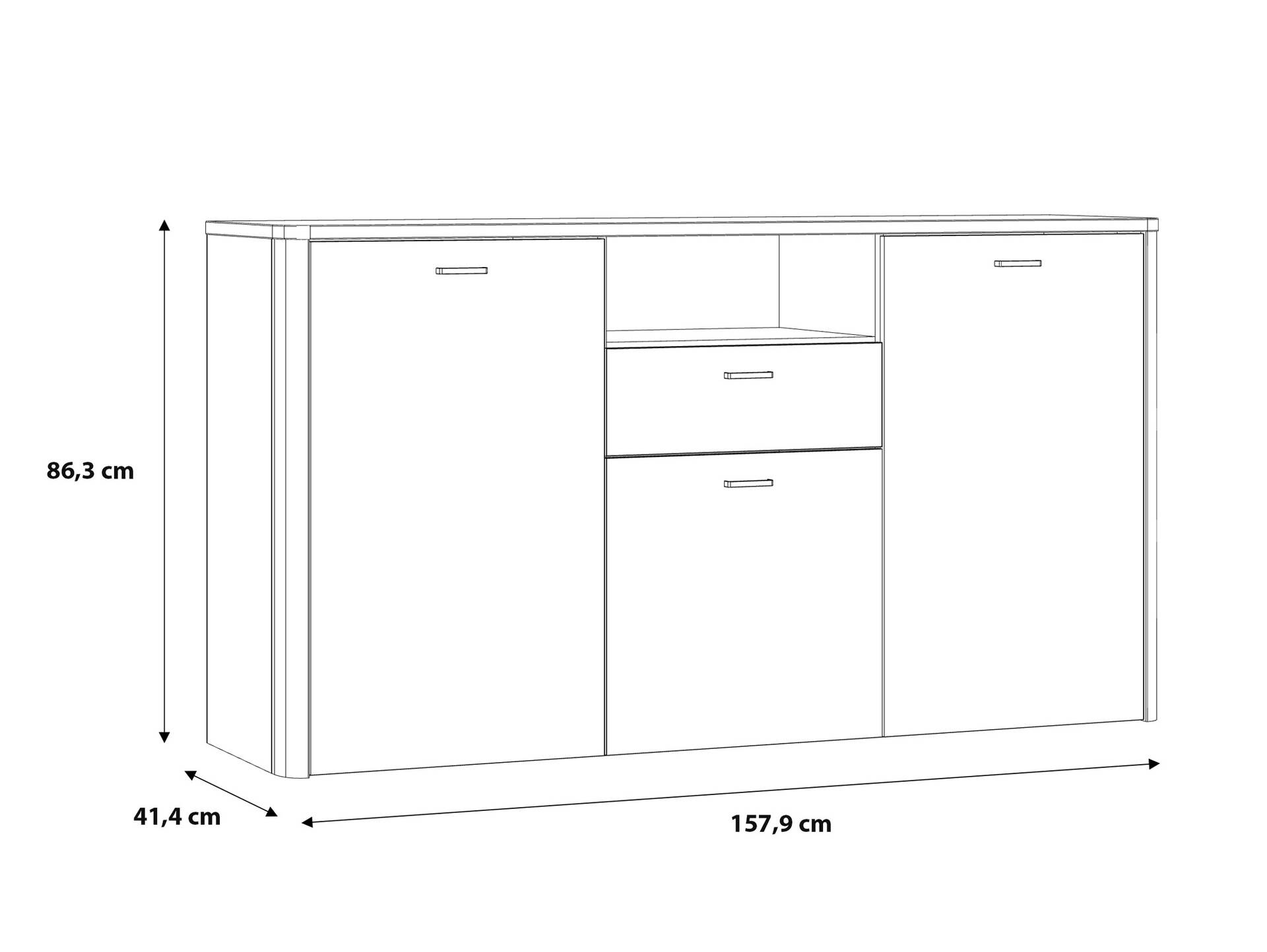 LORDANA Sideboard II, Material Spanplatte, Artisan Eiche Nachbildung/grau 