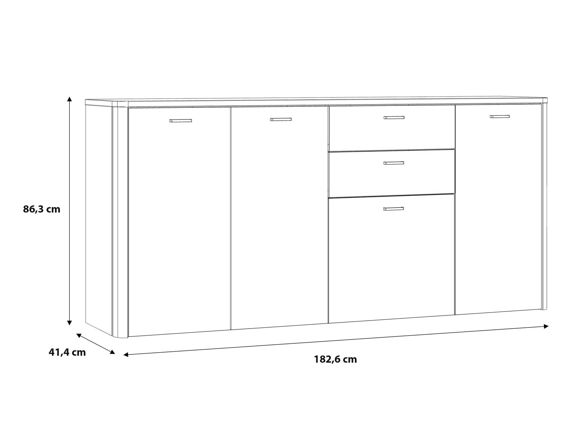 LORDANA Sideboard I, Material Spanplatte, Artisan Eiche Nachbildung/grau 