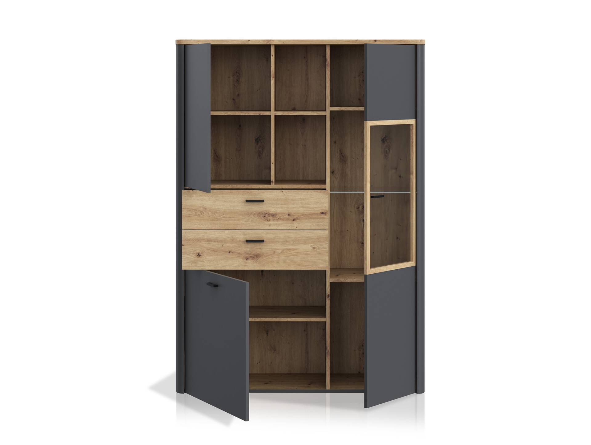 LORDANA Highboard, Material Spanplatte, Artisan Eiche Nachbildung/grau 