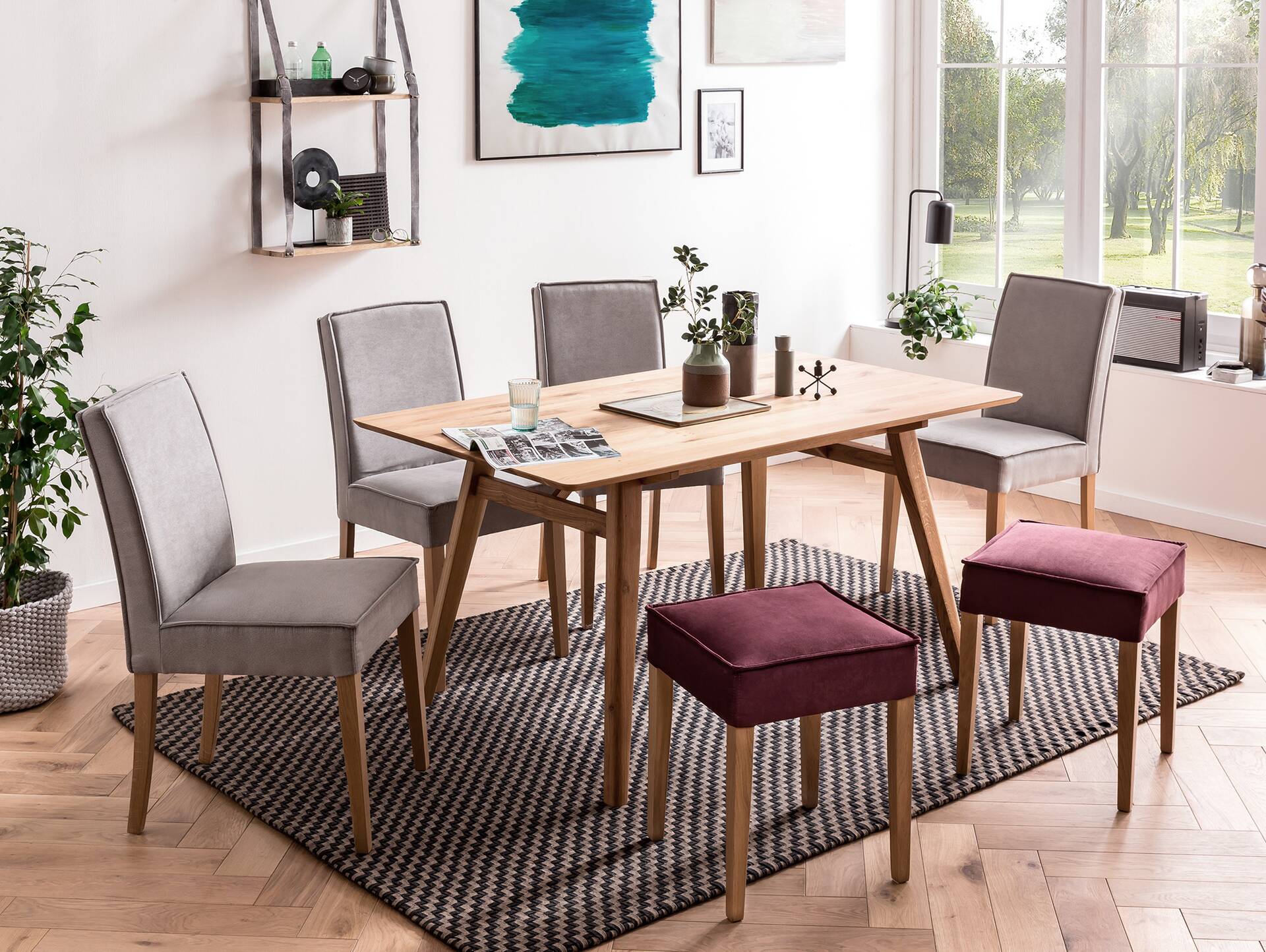 LORAN Polsterbank/Küchenbank mit Armlehnen, Material Massivholz Eiche, Stoffbezug in 2 Farben erhältlich 260 cm | Olivgrün