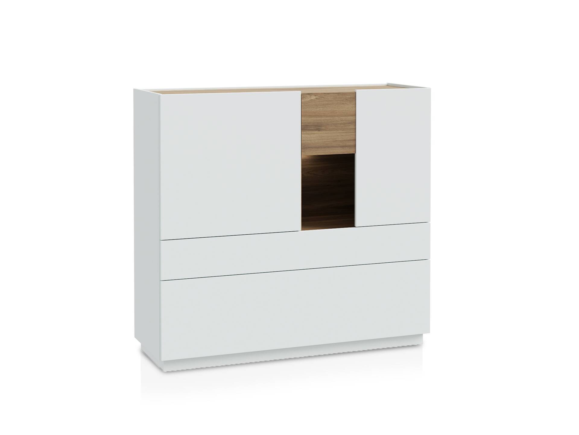 LENNOX Highboard, Material Dekorspanplatte,  lichtgrau/Valencia Oak Dekor 