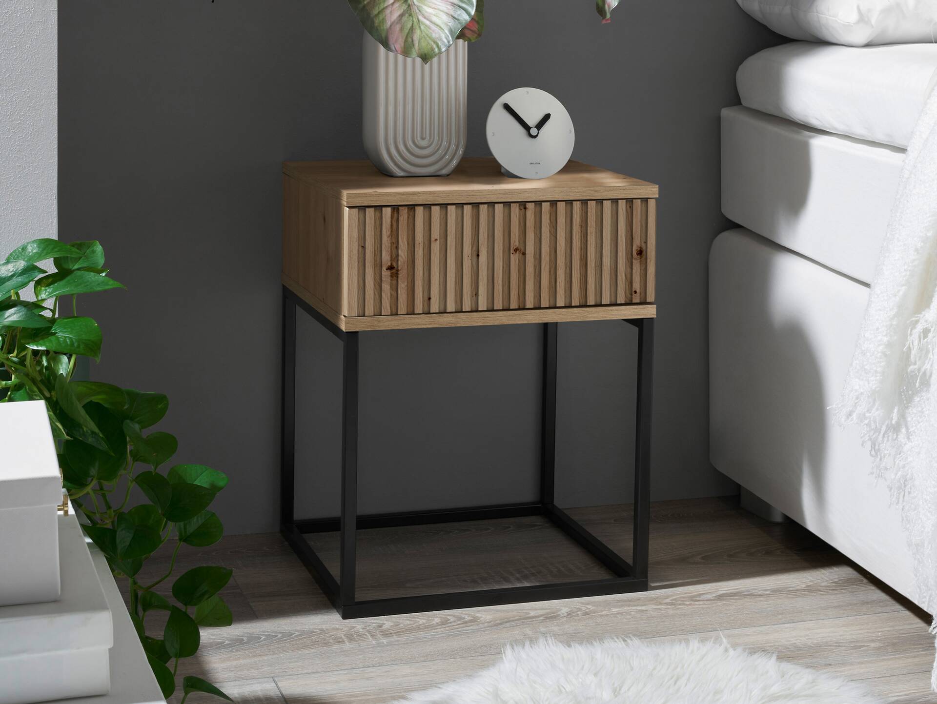 MAYLA Nachtkommode, Material Dekorspanplatte, Artisan Eiche Nachbildung 1 Schubkasten