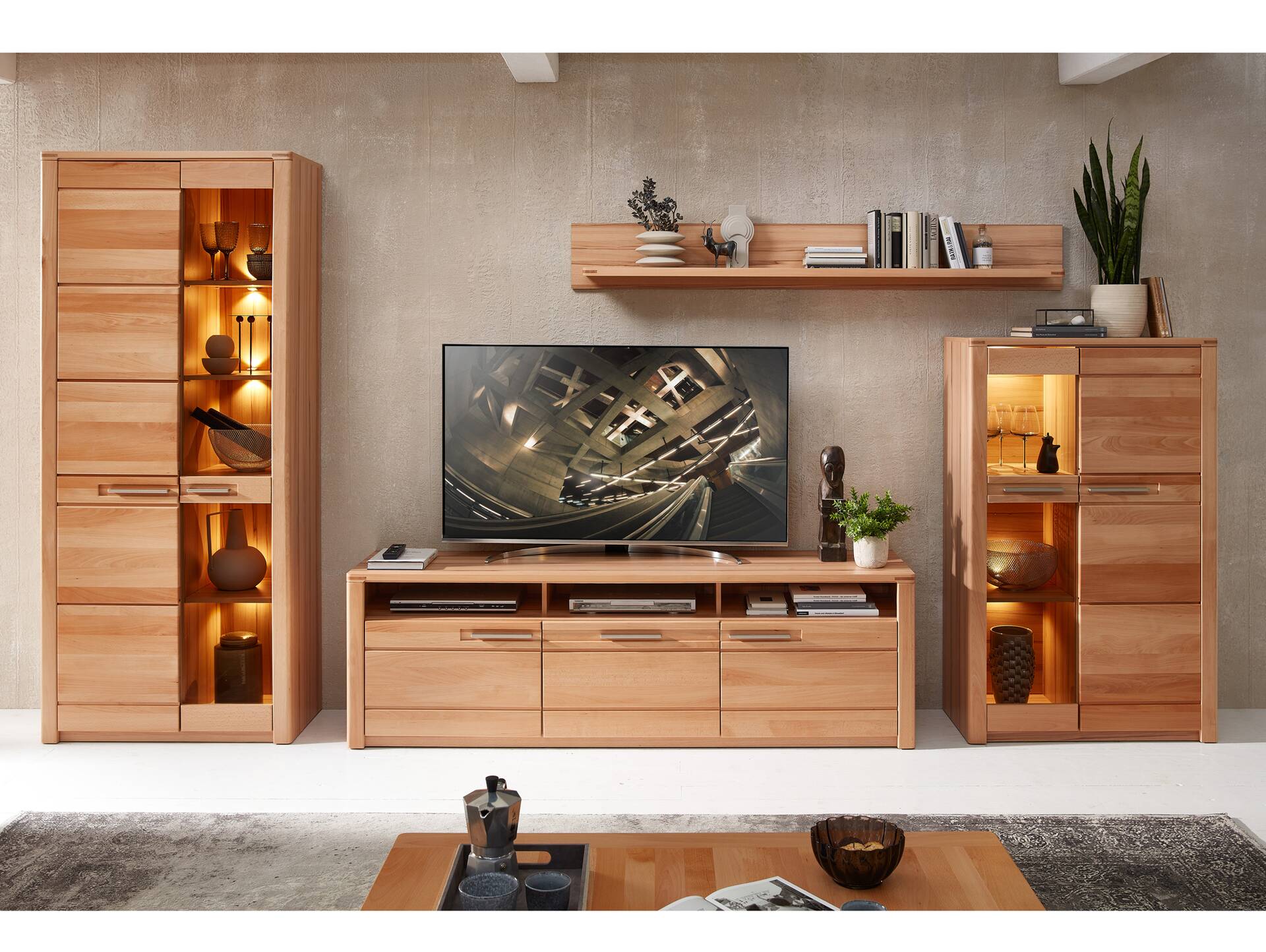 NESTOR ONE TV-Unterteil II, Material Teilmassiv, Kernbuche lackiert 