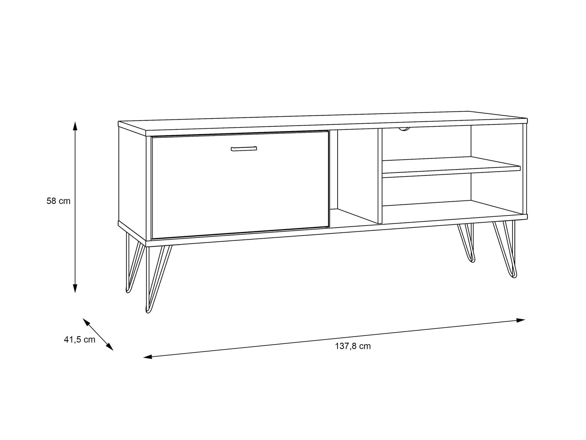 NURI TV-Lowboard I, Material Dekorspanplatte, Artisan eichefarbig/schwarz 