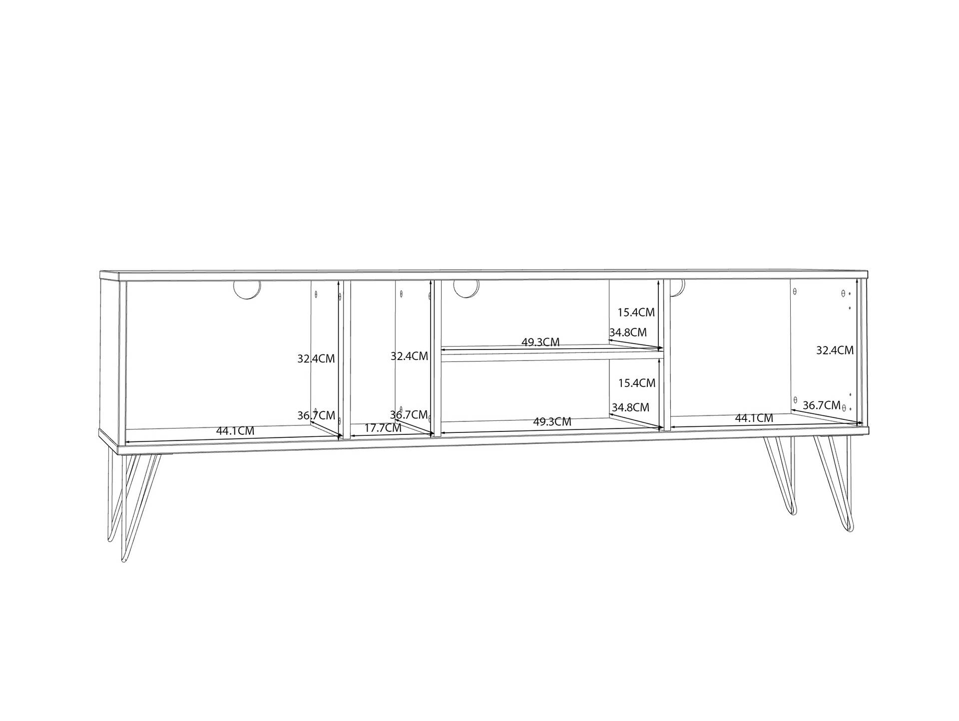 NURI TV-Board II,  Material Dekorspanplatte, Artisan eichefarbig/schwarz 