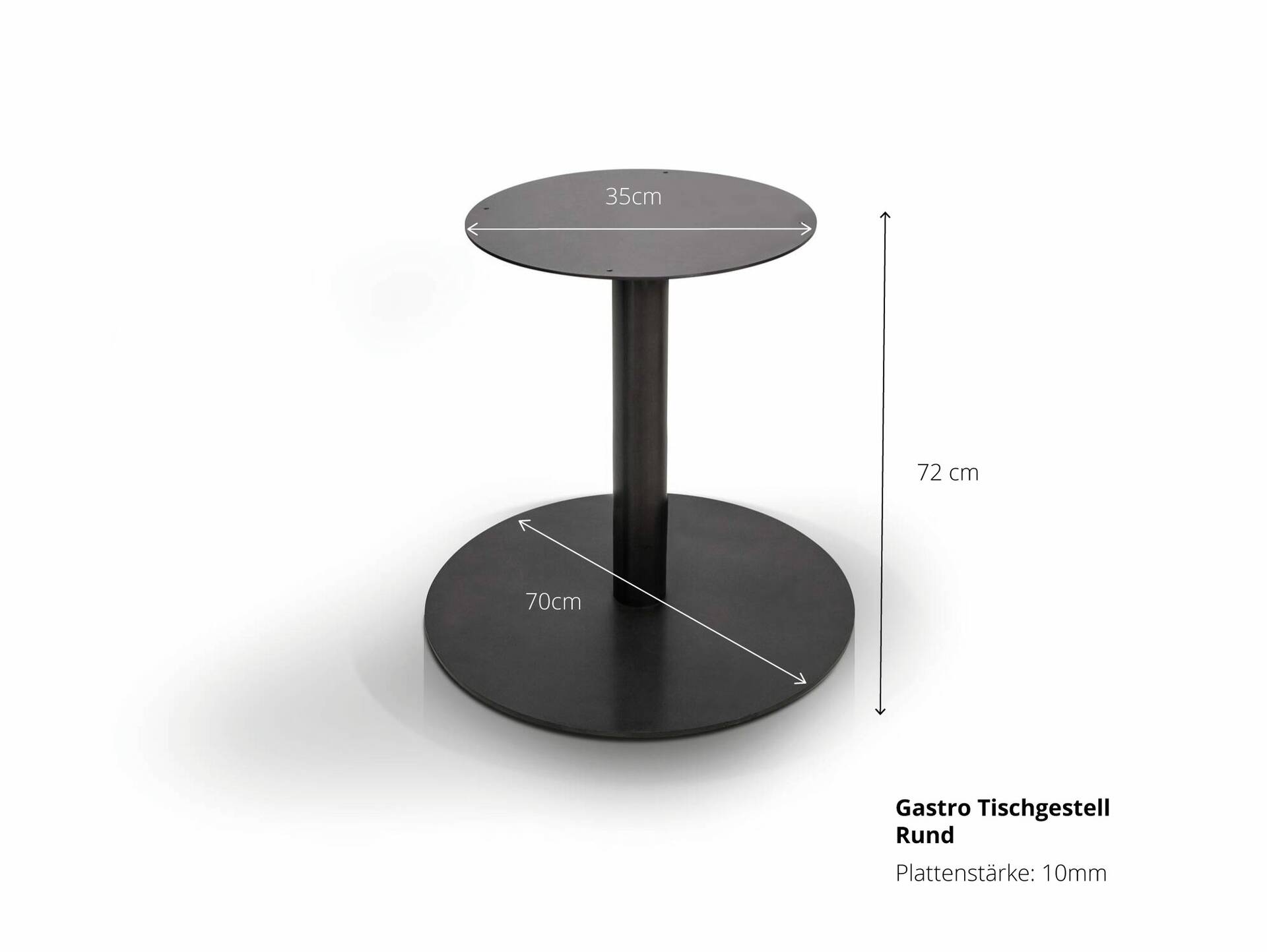 Tischgestell für GASTRO Esstisch rund, Material Stahl, schwarz 70 cm
