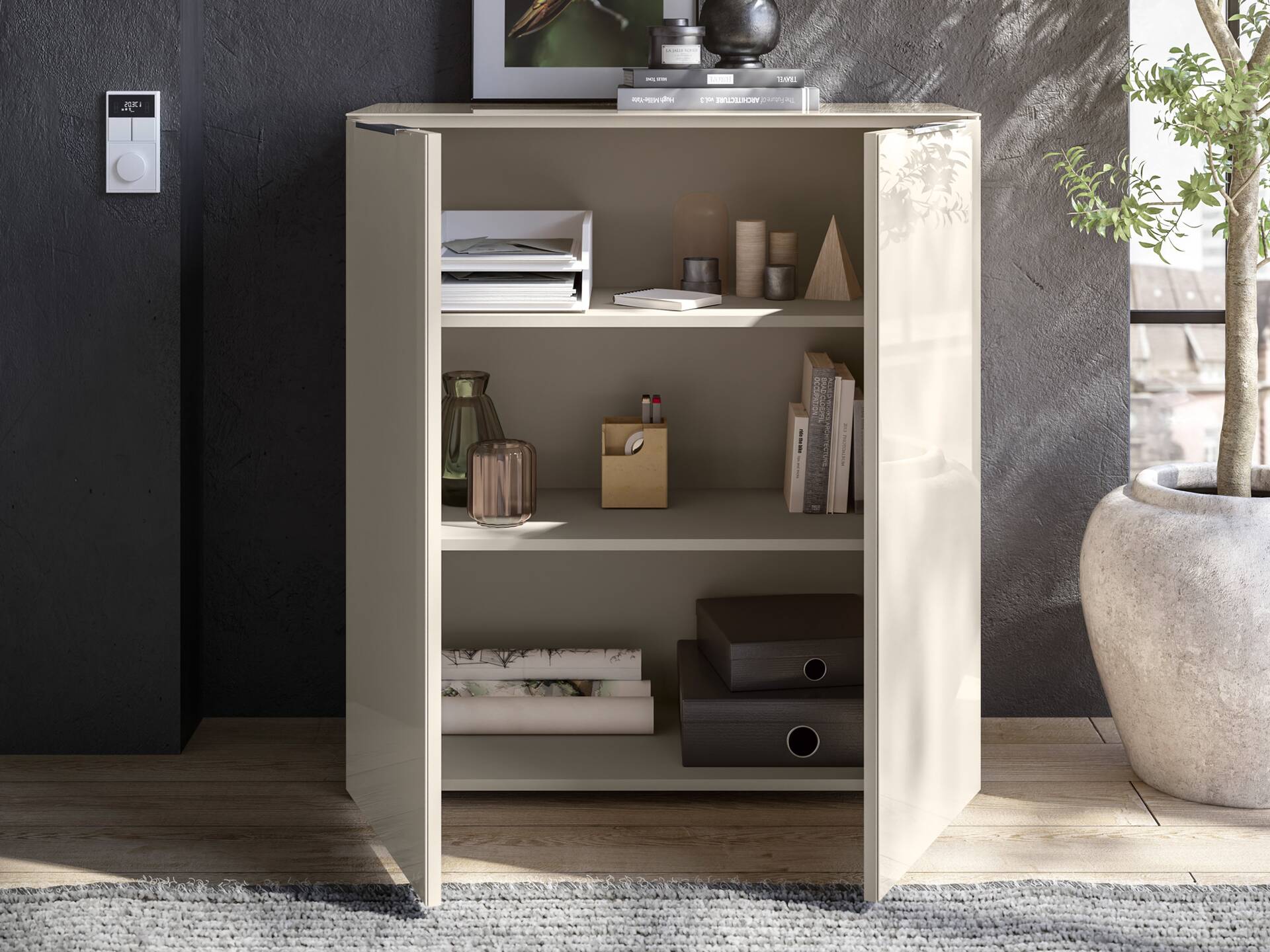 SANTORINI Kommode 1, Material Spanplatte, Kaschmirfarbig 