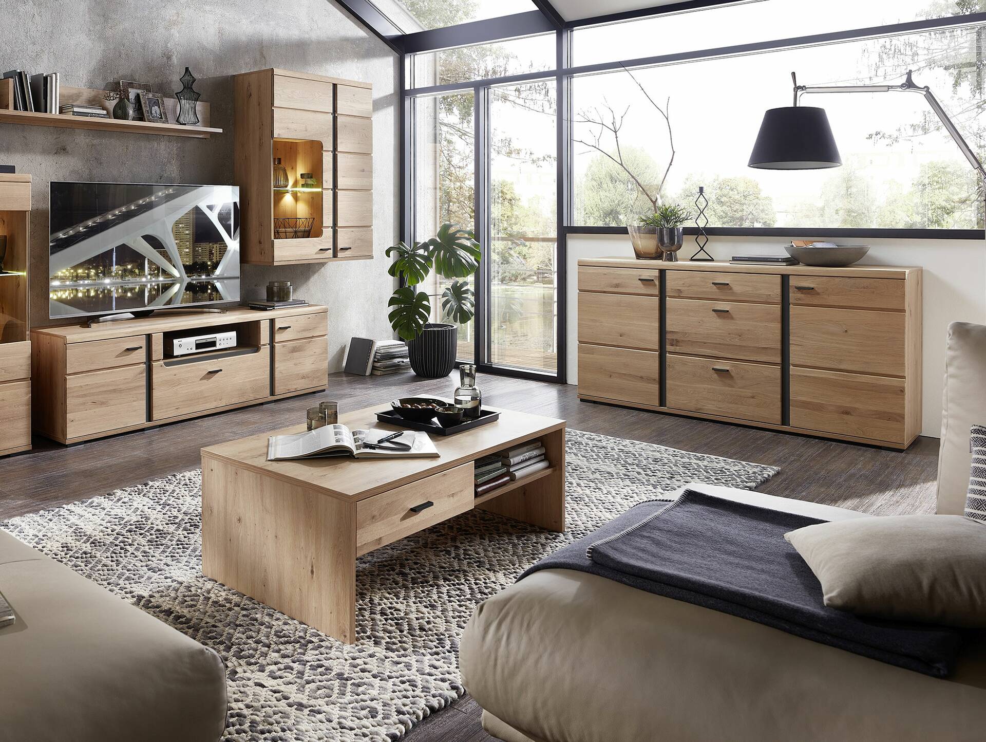SAN MARINO Sideboard I, Material Teilmassiv, Altesche gebürstet / Artisan eichefarbig 