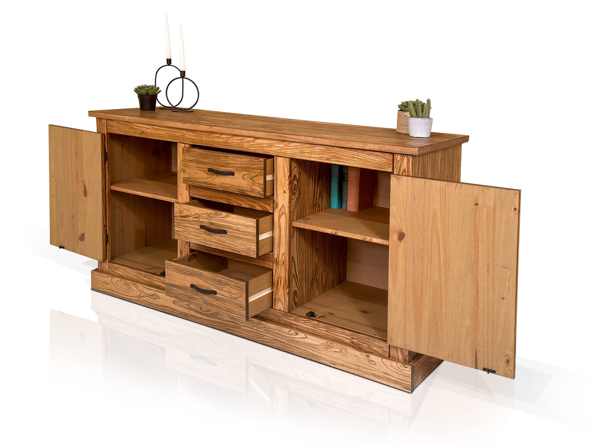 EVERGLADE Sideboard, Material Massivholz, Kiefer eichefarbig 