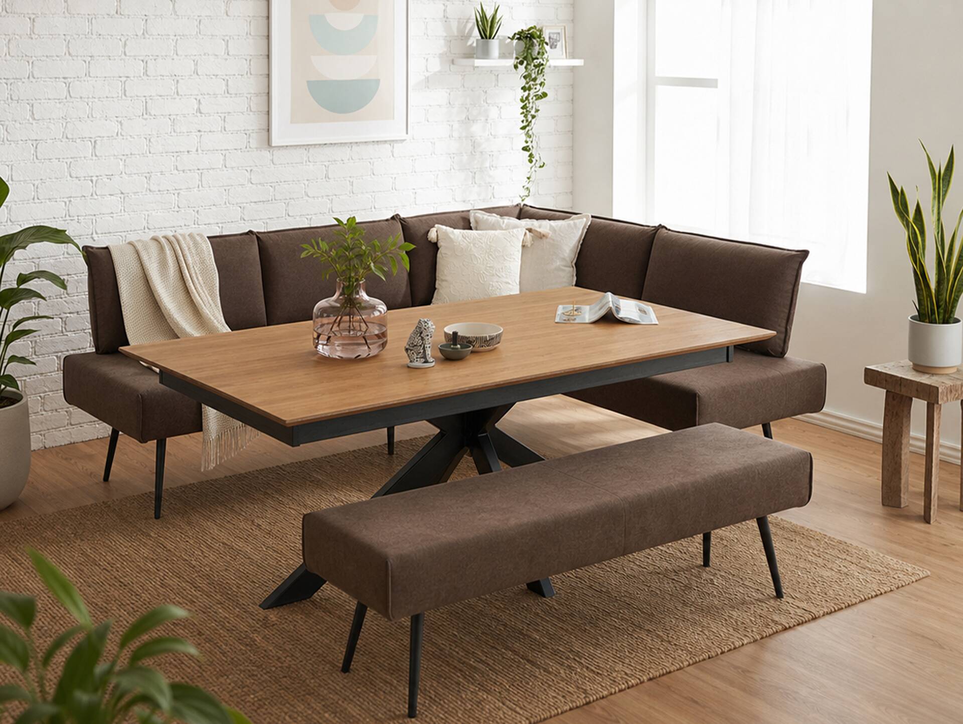SANTON Eckbank, Material Stoffbezug 224 x 167 cm | braun