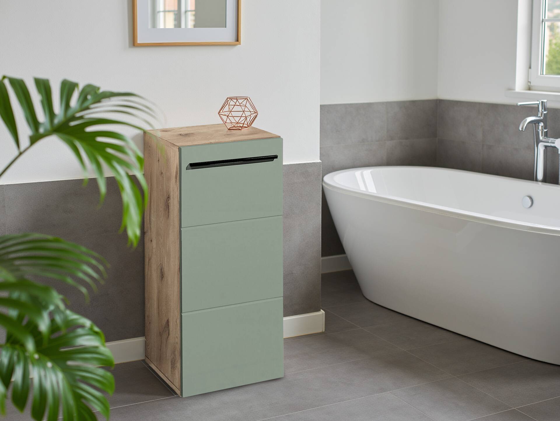 VALENCE Kommode, Material Dekorspanplatte, Eiche Nachbildung/schilfgrün 