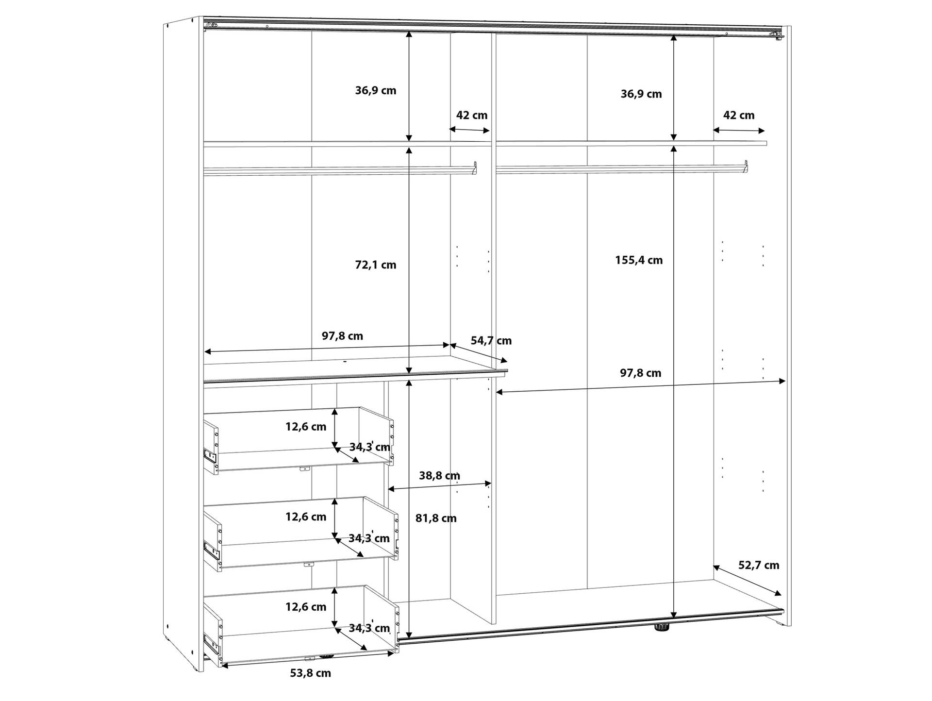 CESSANDRA Schwebetürenschrank, Material Dekorspanplatte Artisan eichefarbig / grau