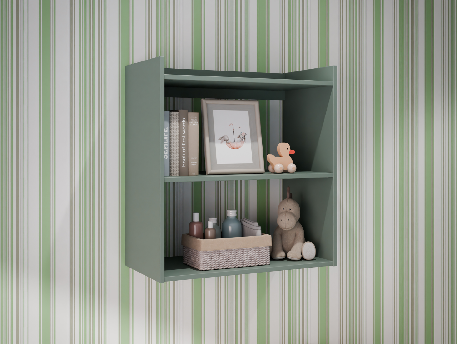 WILMONA Babyzimmer, Material Spanplatte, Mauvella Eiche Nachbildung/salbeifarbig 