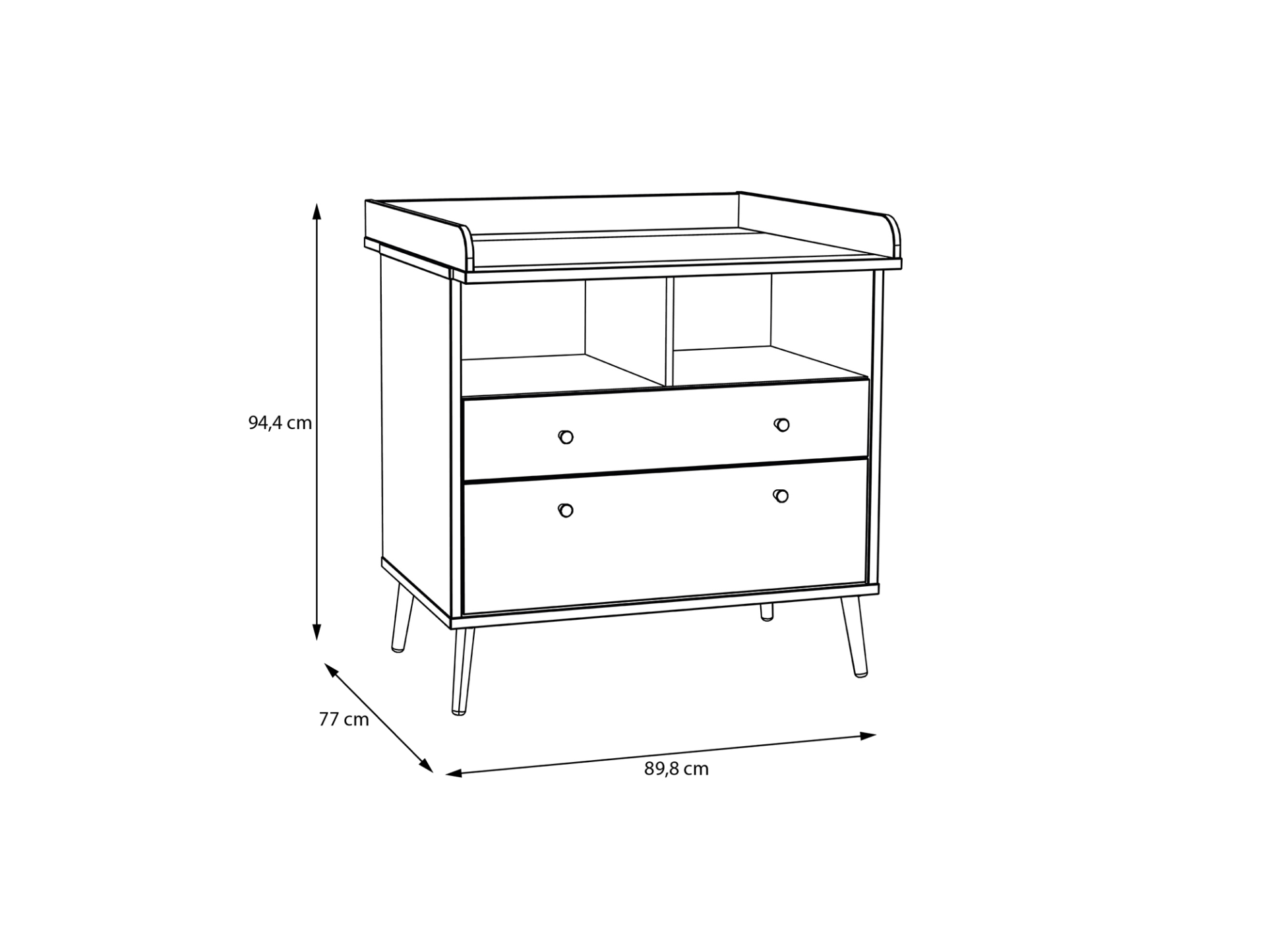 WILMONA Wickelkommode, Material Spanplatte, Mauvella Eiche Nachbildung/salbeifarbig 