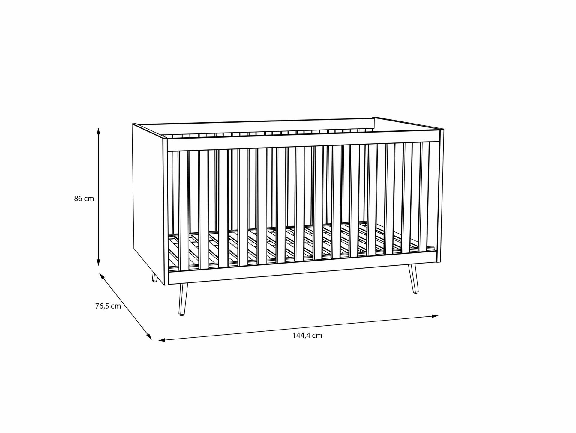 WILMONA Babybett, Material Spanplatte, Mauvella Eiche Nachbildung/salbeifarbig 