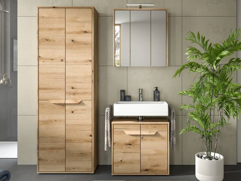 ZANTO Waschbeckenunterschrank schmal, Material Dekorspanplatte, Evoke Oak Nachbildung 