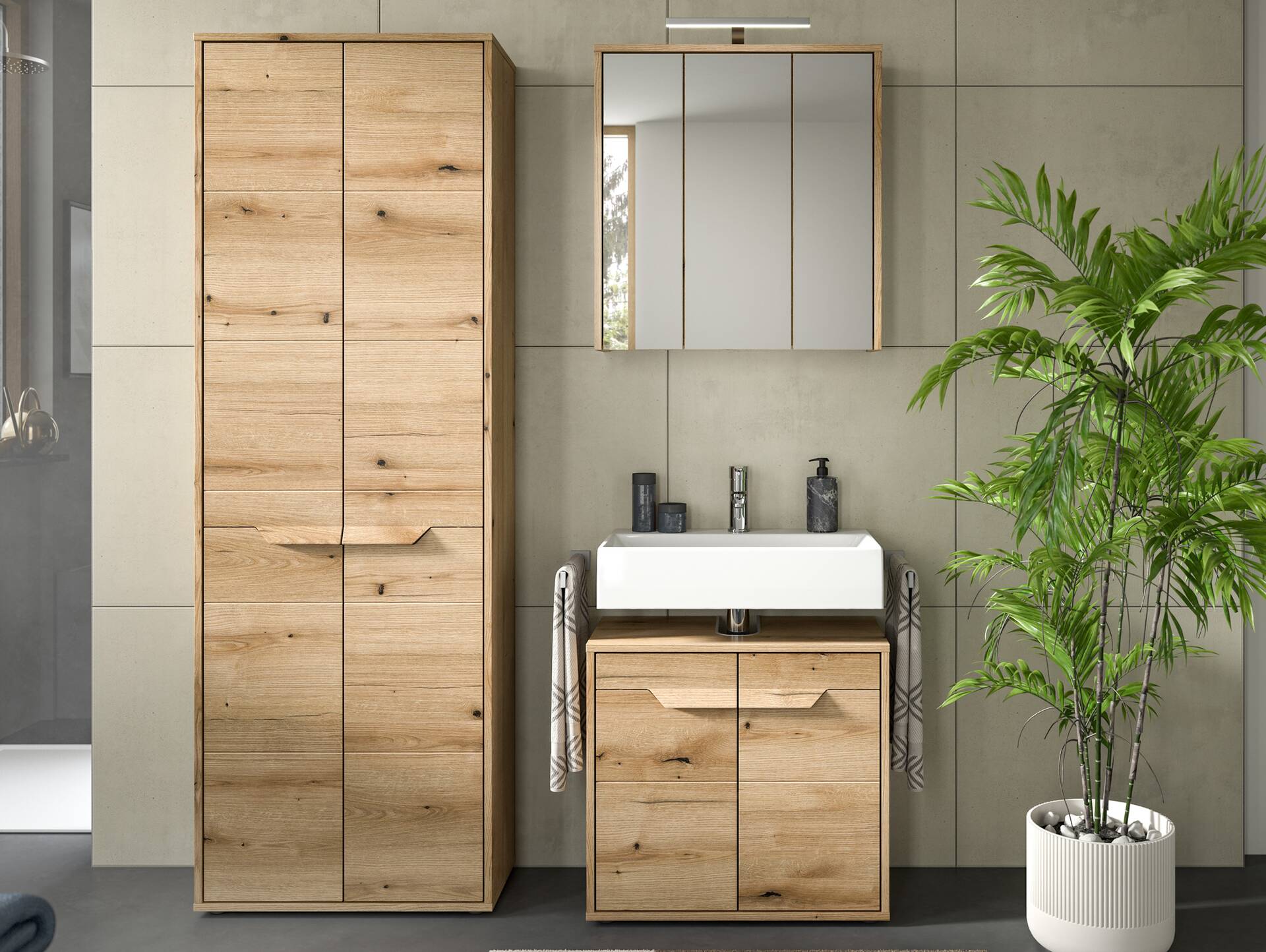 ZANTO Waschbeckenunterschrank schmal, Material Dekorspanplatte, Evoke Oak Nachbildung 
