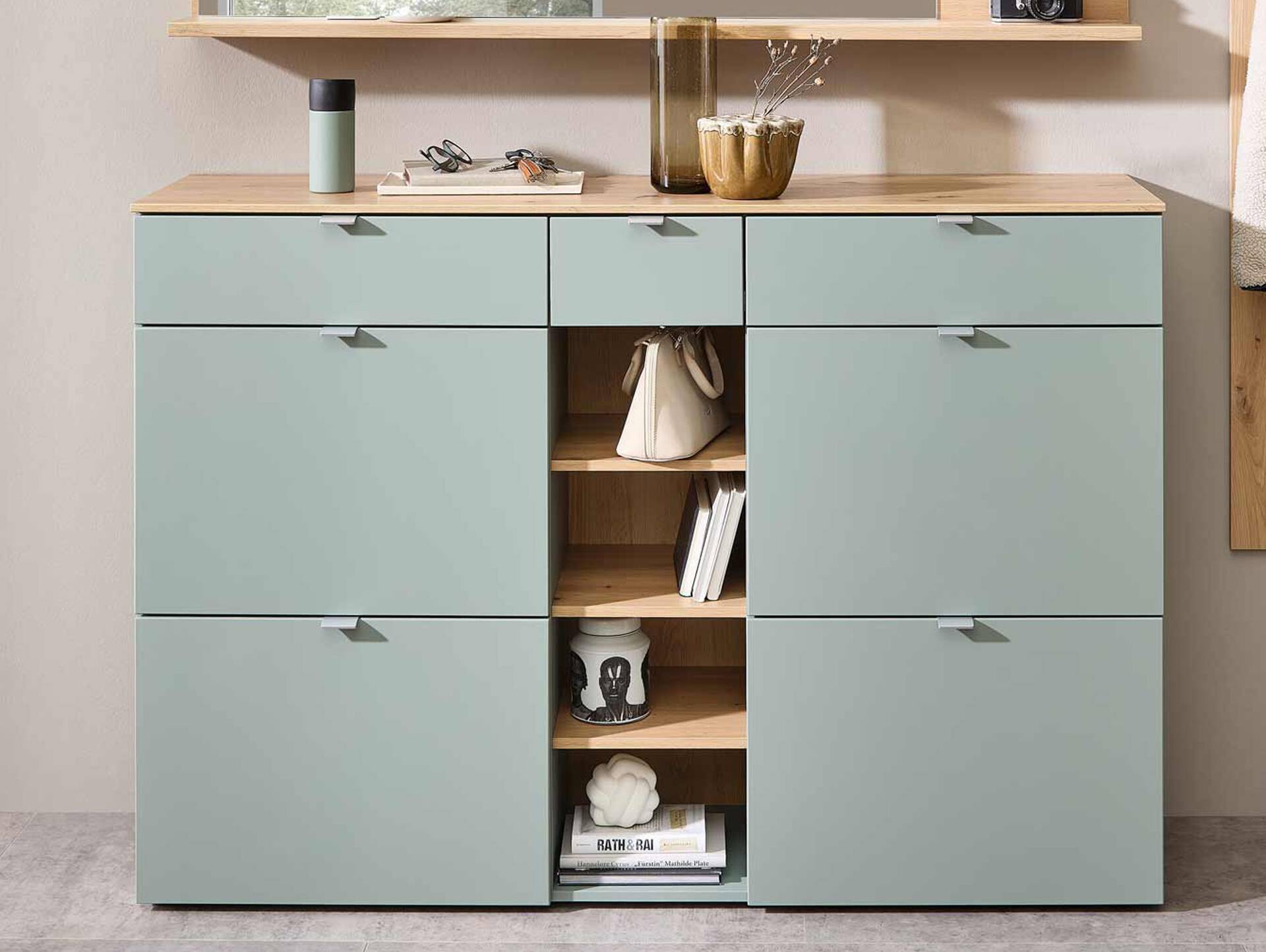 BAJA Schuhschrank/Sideboard, Material MDF, schilf/Artisan Eiche Nachbildung 
