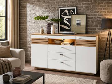 FABINA Sideboard, Material Dekorspanplatte, Artisan  Eiche Nachbildung/weiss 