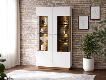 FABINA Vitrine II, Material Dekorspanplatte, Artisan Eiche Nachbildung/weiss
