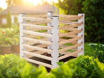 Kompostbehälter, Material Massivholz/Metall, silber/Lärche natur 100x100 cm 