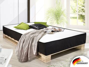 PALETTI Massivholzbett / Palettenbett inkl. MOODY Matratze 
