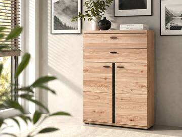 SAN MARINO Büroschrank IV, Material Teilmassiv, Altesche gebürstet / Artisan eichefarbig