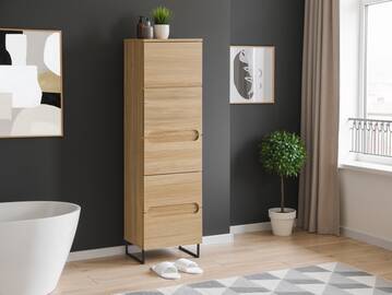 SEYTON Bad Hochkommode, Material Teilmassiv, eichefarbig