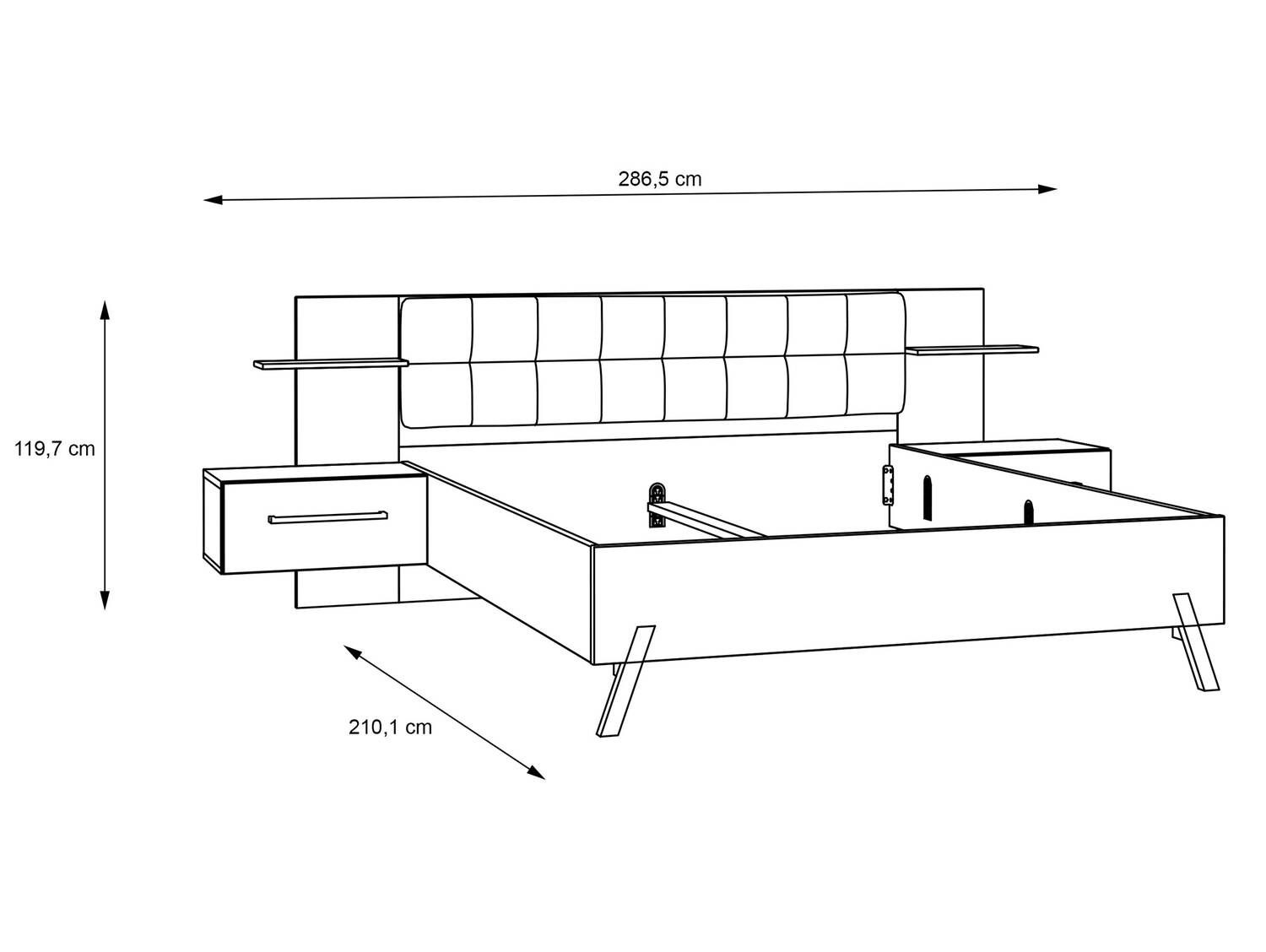KACY Komplett Schlafzimmer, Material Dekorspanplatte, Flagstaff Eichefarbig/Weiß 270 cm