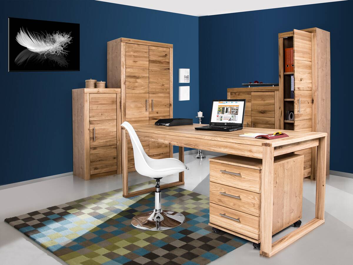 OFFICE FOUR Komplettbüro, Material Teilmassiv Wildeiche teilmassiv