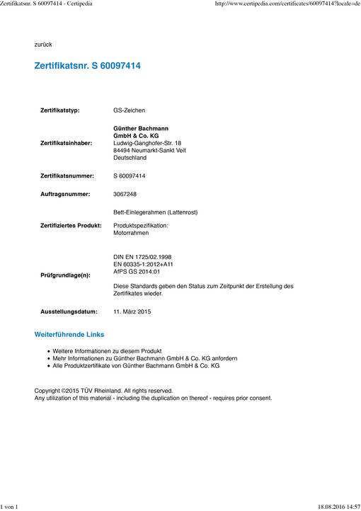 AMETHYST Lattenrost mit 44 Leisten Verstellung wählbar, TÜV zertifiziert 90 x 200 cm | fest