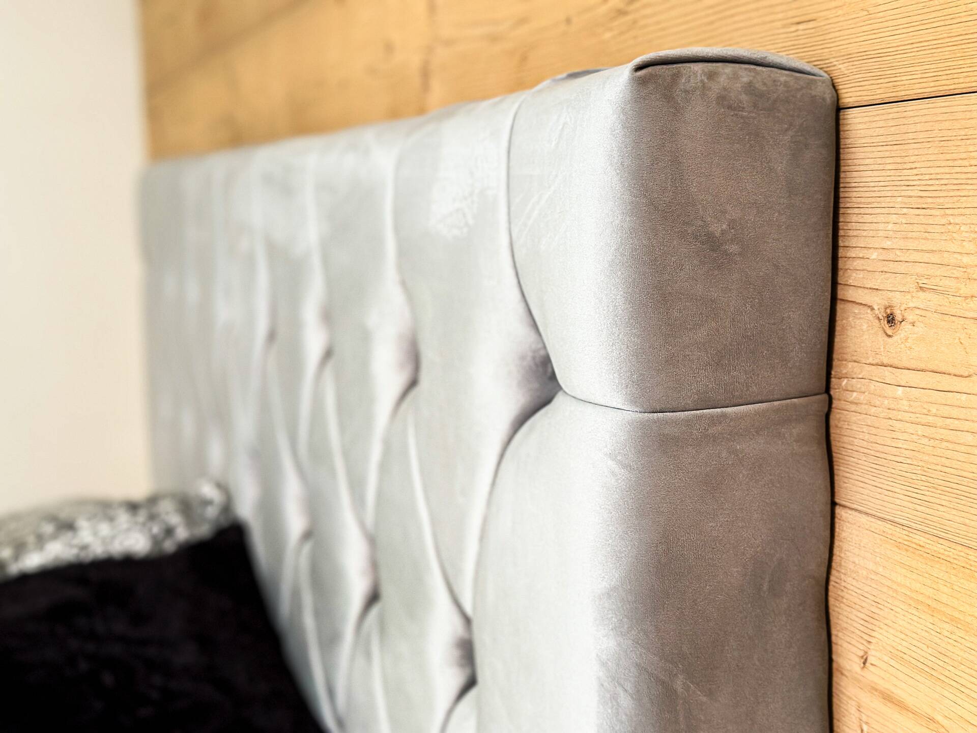 GILMORE Boxspringbett, Härtegrad 3, Bezug Stoff grau 160 x 200 cm