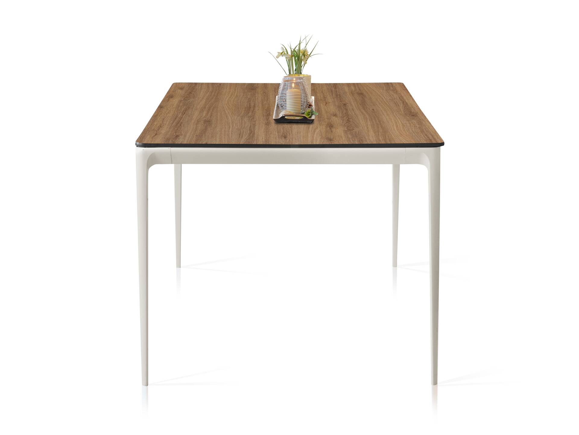 VARESE Gartentisch mit Metallgestell, HPL-Platte 180 x 100 cm | greige/eichefarbig