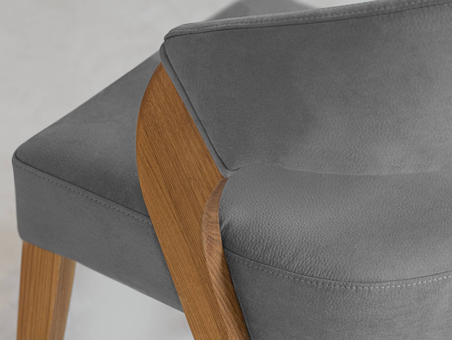 ALONA Polsterstuhl, Material Massivholz/Bezug Kunstleder Eiche | grau