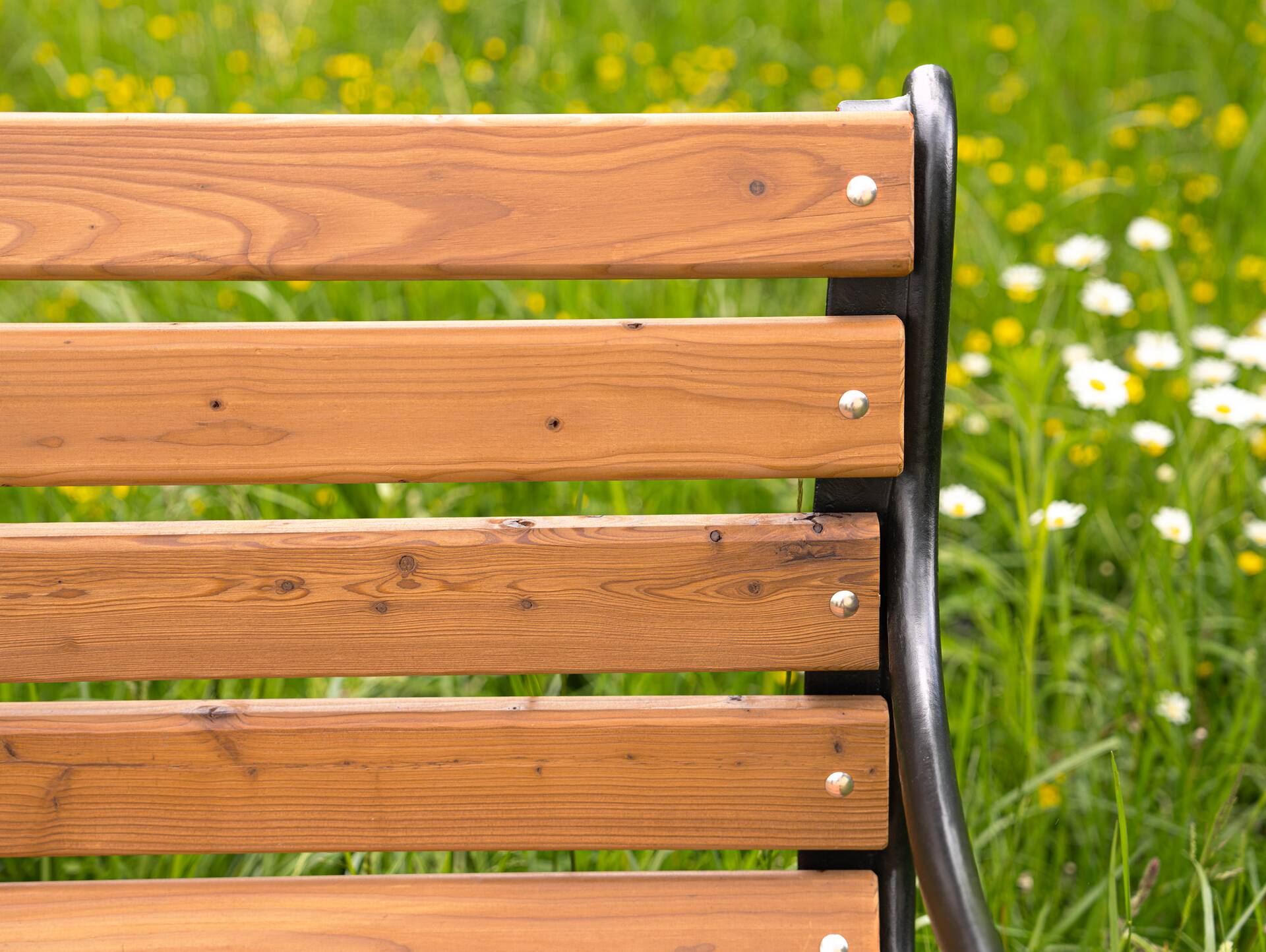 GODENA Gartenbank, Material Massivholz Lärche, Metallgestell schwarz 180 cm