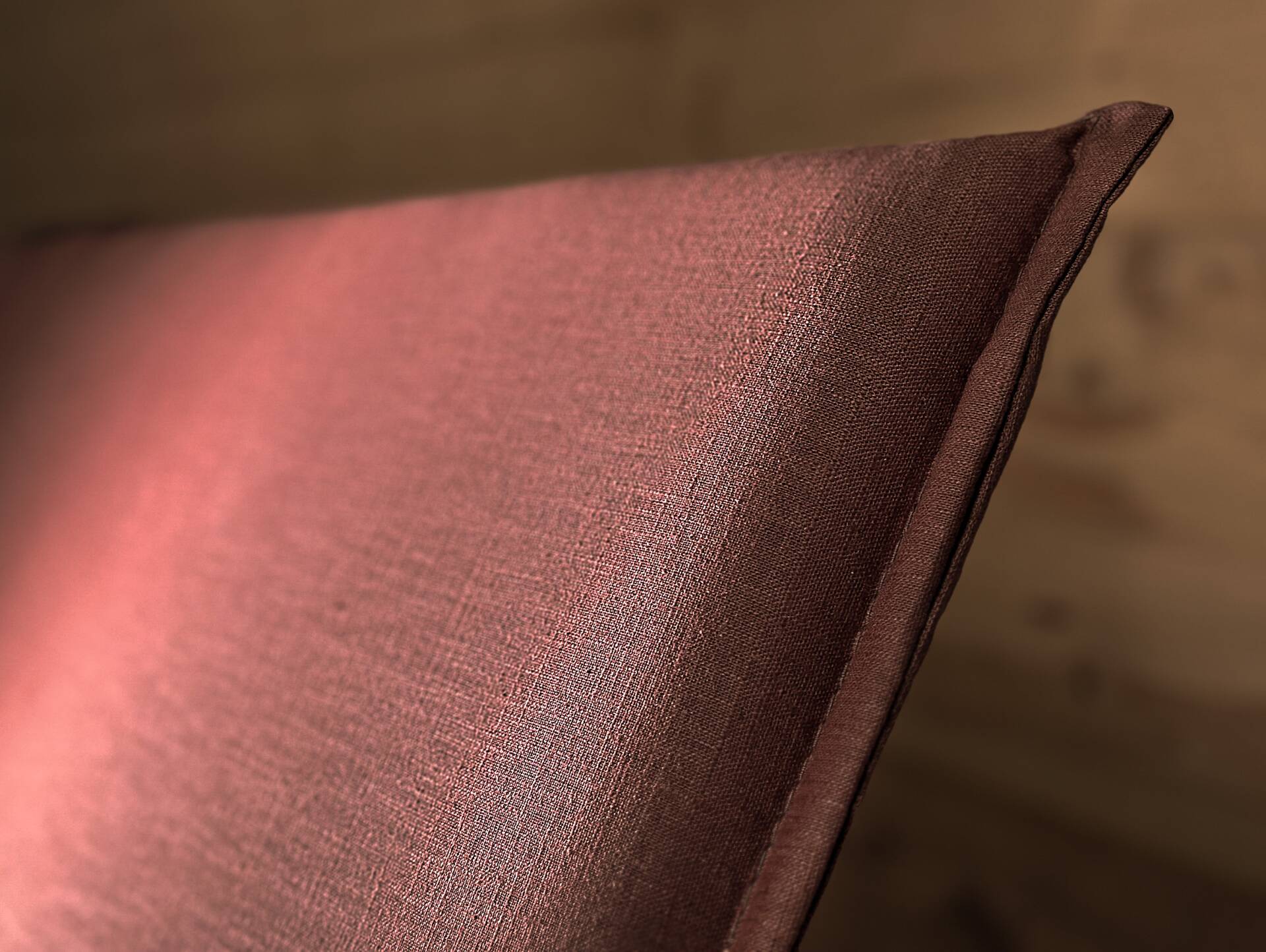 ZANDOR 4-Fuß-Zirbenbett mit Kopfteil aus Leinenstoff, Material Massivholz 120 x 200 cm | Leinenstoff Braun