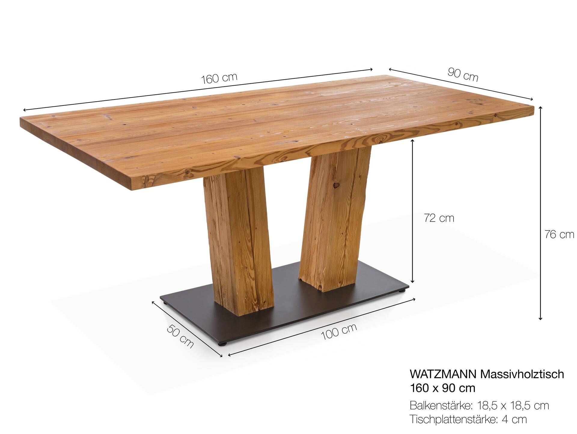 WATZMANN Esstisch, Material Massivholz, Fichte lackiert 160 x 90 cm