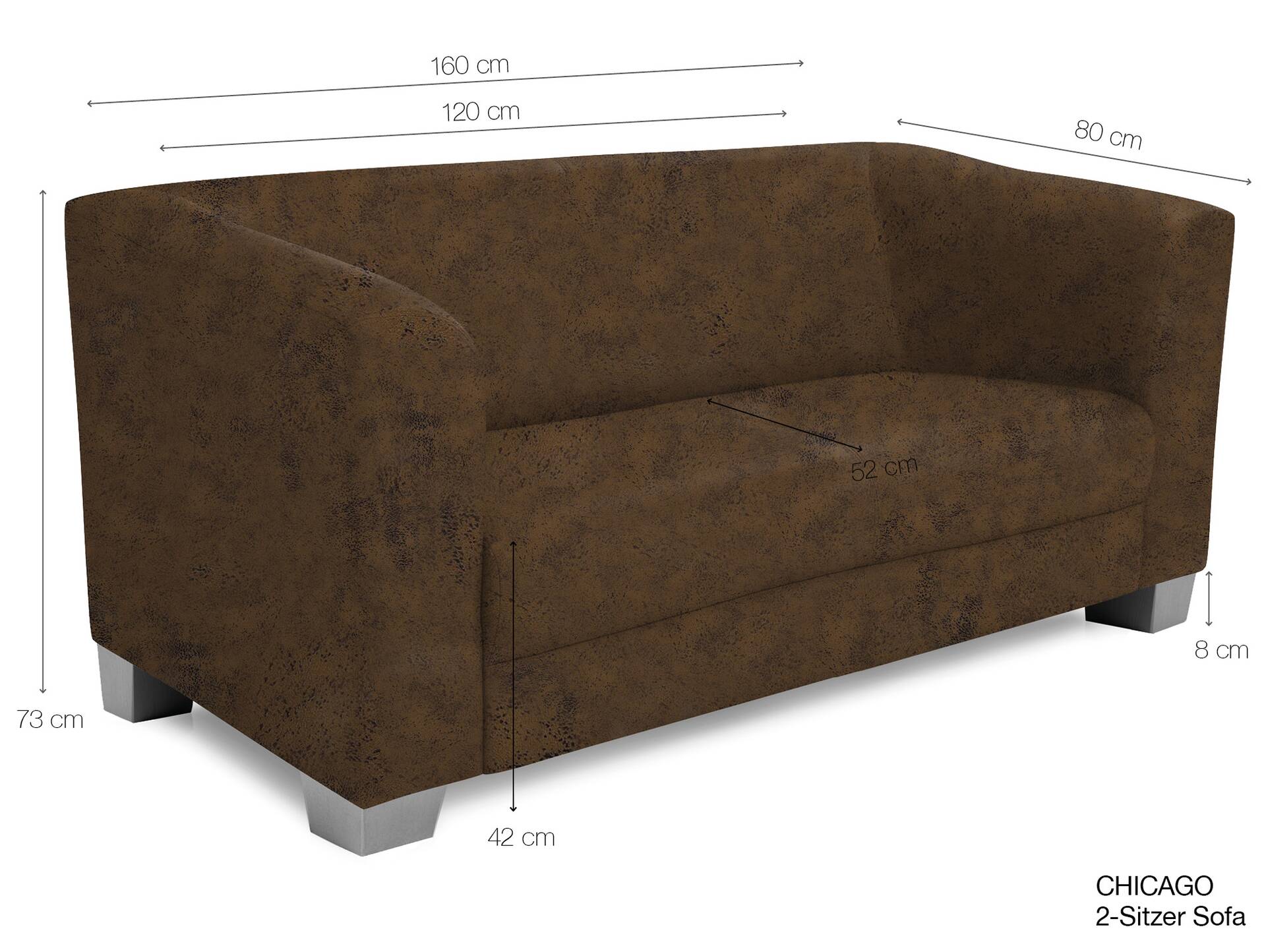 CHICAGO 2-Sitzer Sofa Gobi 03 braun 