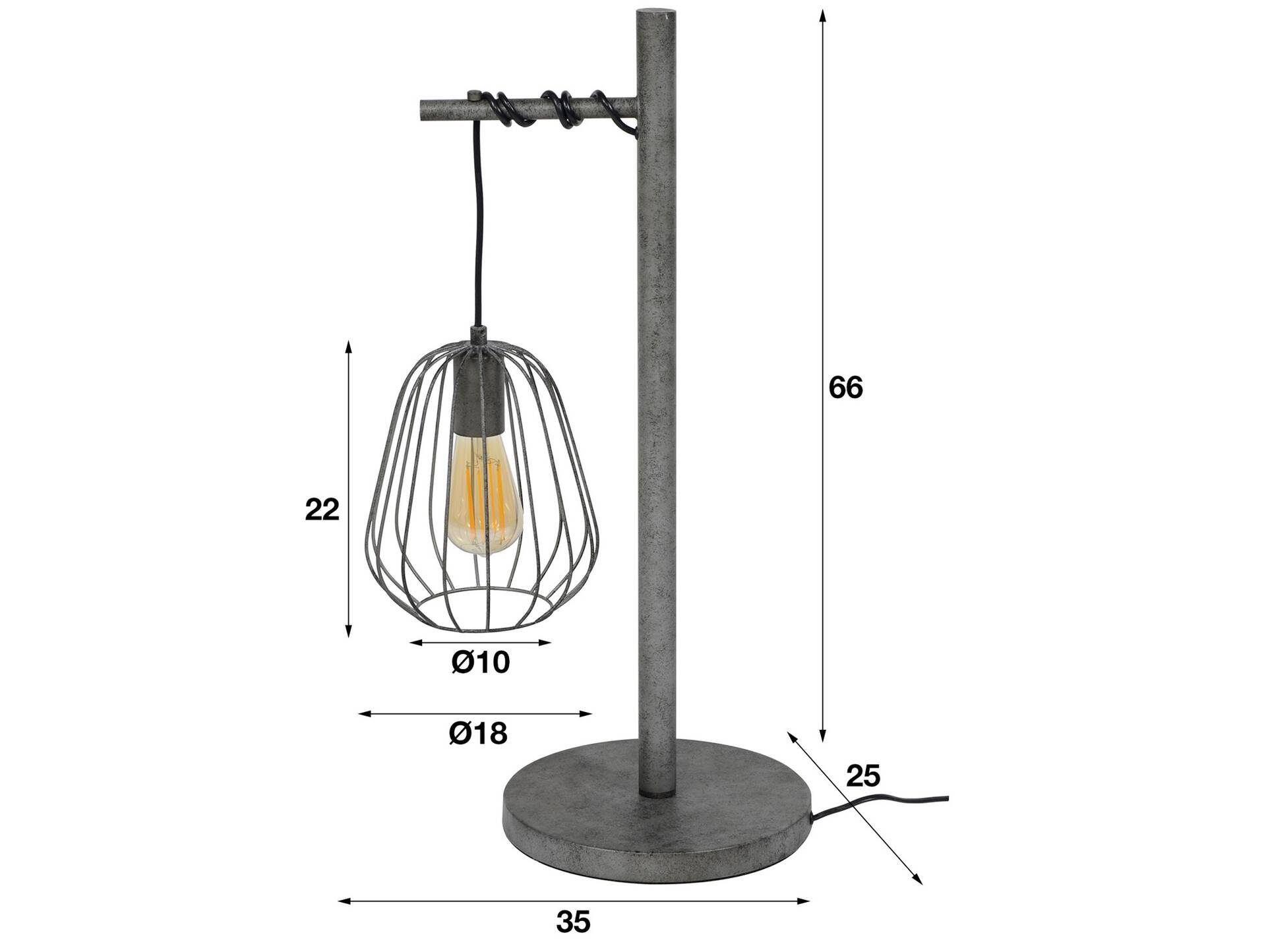 DAVEN Tischlampe, 1-flammig, Metall silberfarbig 